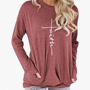 NWOT - Mom's care Womens Crewneck Sweatshirt T Shirt with Pocket